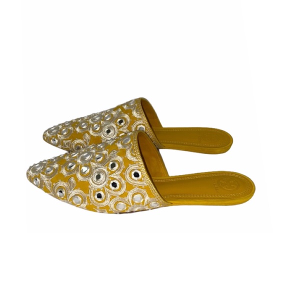 NWT Tory Burch Elora Gold India Mirrored Flats Women’s Size 9.5 - Picture 4 of 8